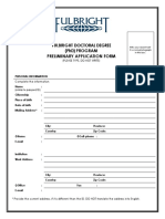 Fulbright Doctoral Degree (PHD) Program Preliminary Application Form