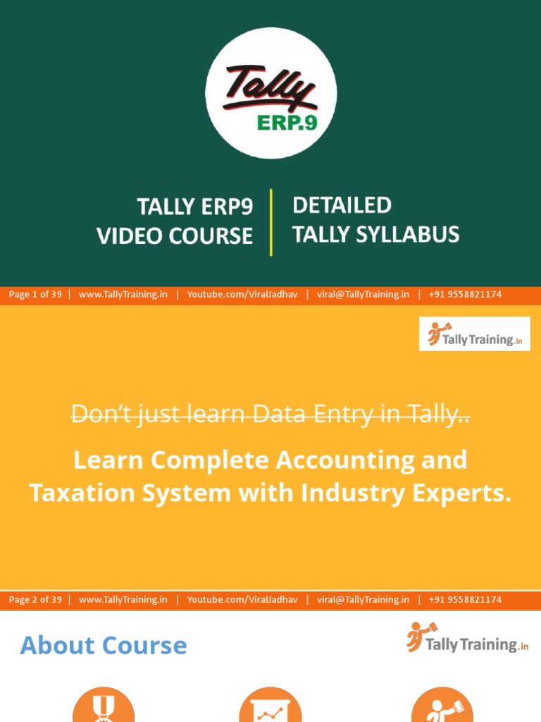 Tally ERP 9 Course Syllabus Overview | PDF | Economies | Accounting