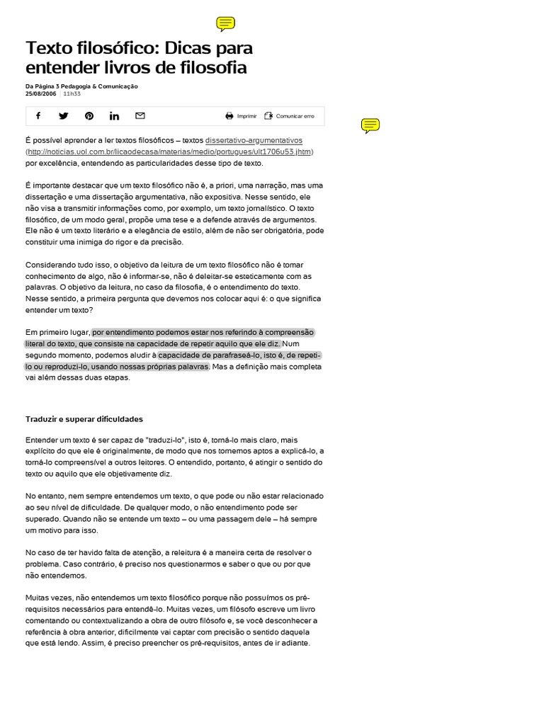 Texto Filosófico - Dicas para Entender Livros de Filosofia PDF | PDF ...