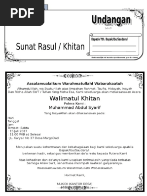 940 Contoh Undangan Sunat Rasul Gratis Terbaru