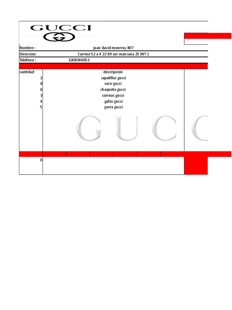 Factura de compra Gucci 2018 | PDF