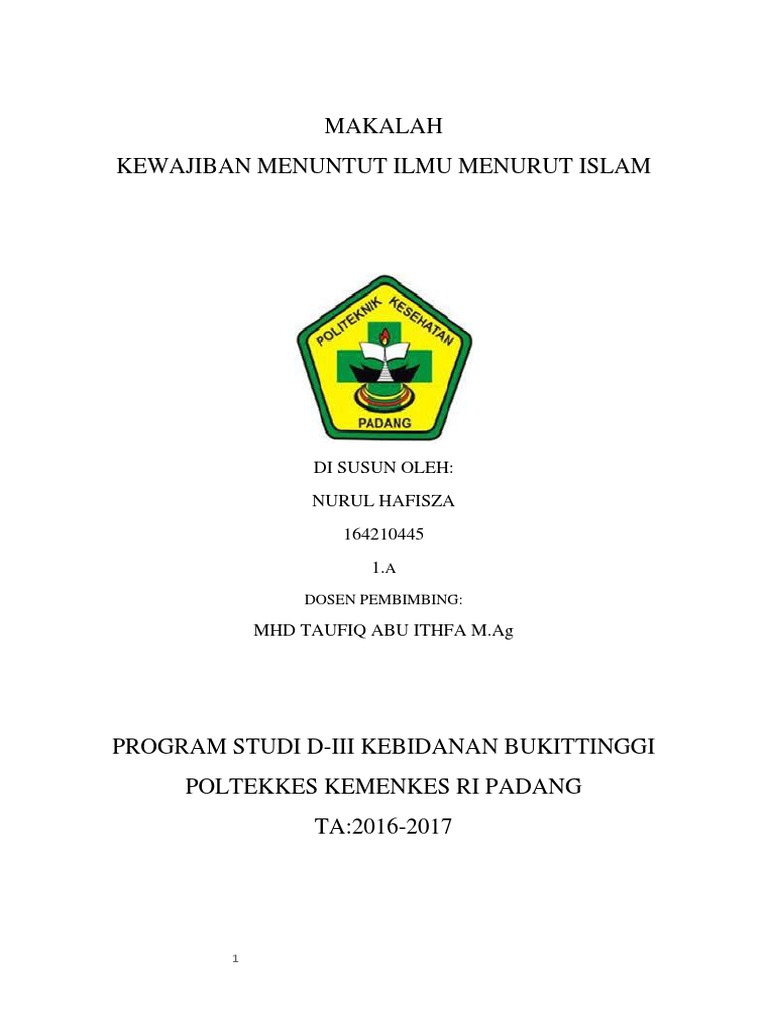 Makalah Agama Menuntut Ilmu Nurul Hafisza