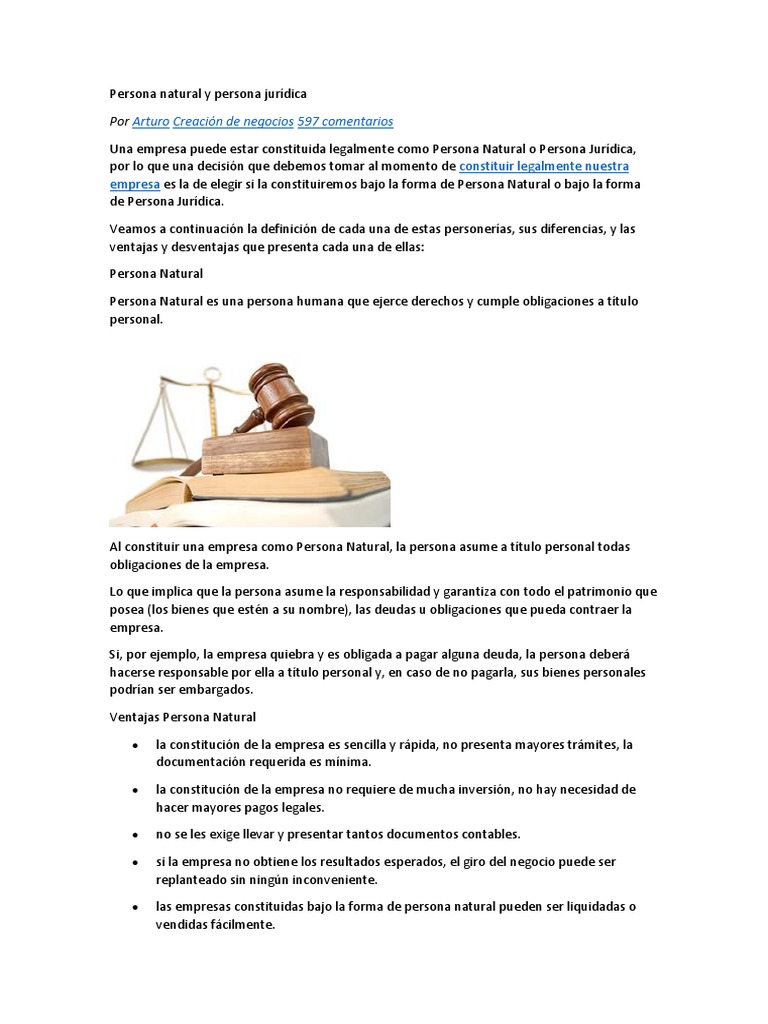 Persona Natural Y Persona Juridica Bienes Ley Propiedad