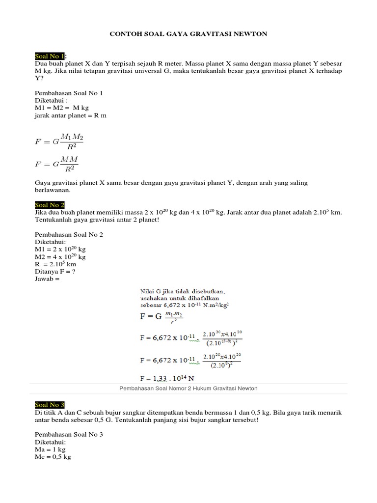 Contoh Soal Adjective Hukum Gravitasi Newton Kelas 10 - Bahas Soal