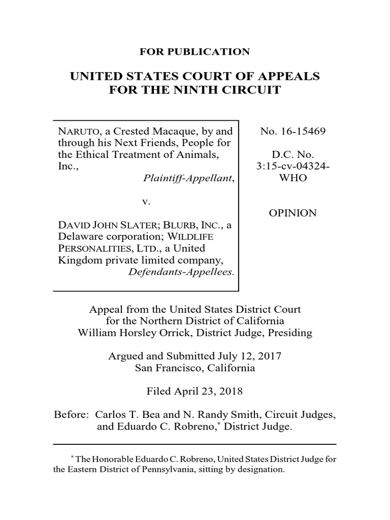 Naruto V Slater 9th Cir 2018 16 15469 Article Three Of The United 