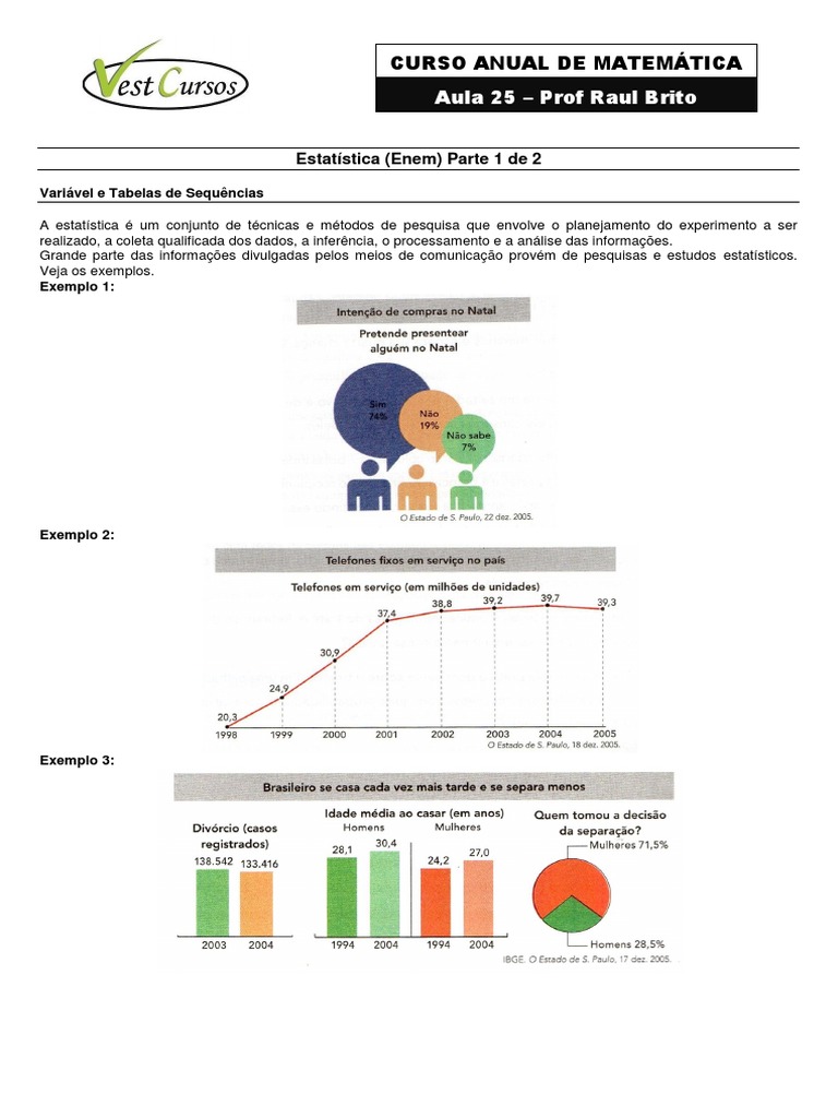 AULA 25 - Estatística (Enem) - Frente 1 - Versao 1 | PDF | Média ...