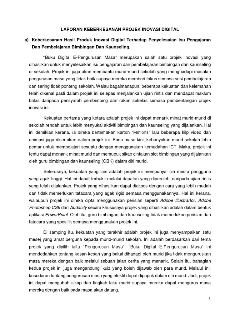 Laporan Inovasi Digital Dalam Pengajaran Dan Pembelajaran