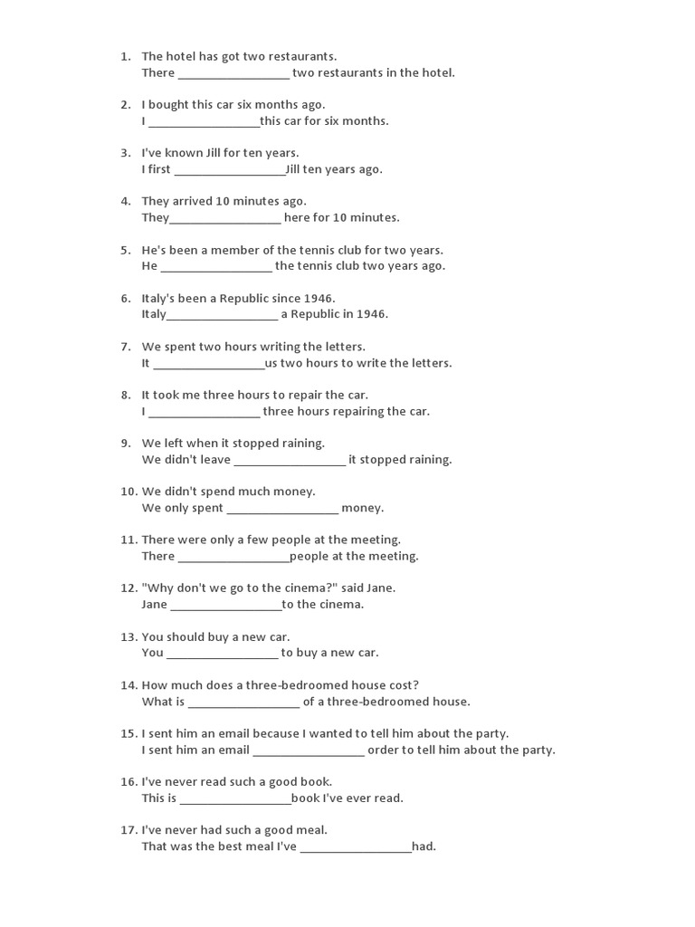Pet Sentence Transformations | Textbook