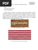 Relatório sobre Concreto leve