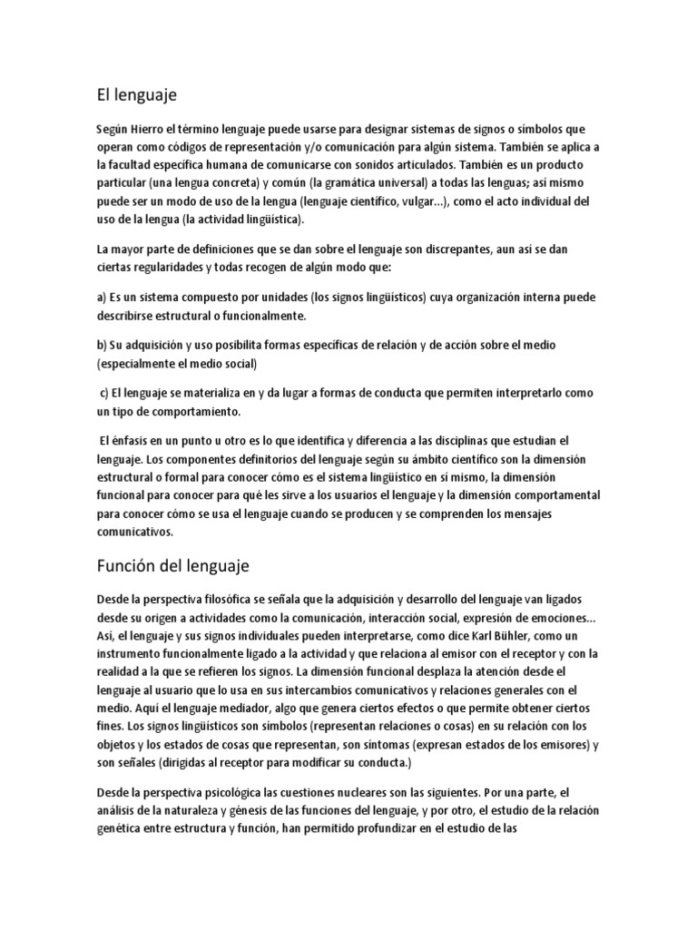 Tipos y funciones del lenguaje humano | PDF | Aquisición de idioma ...