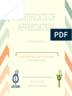 Certificate of Appreciation: Rey/Tina Musa