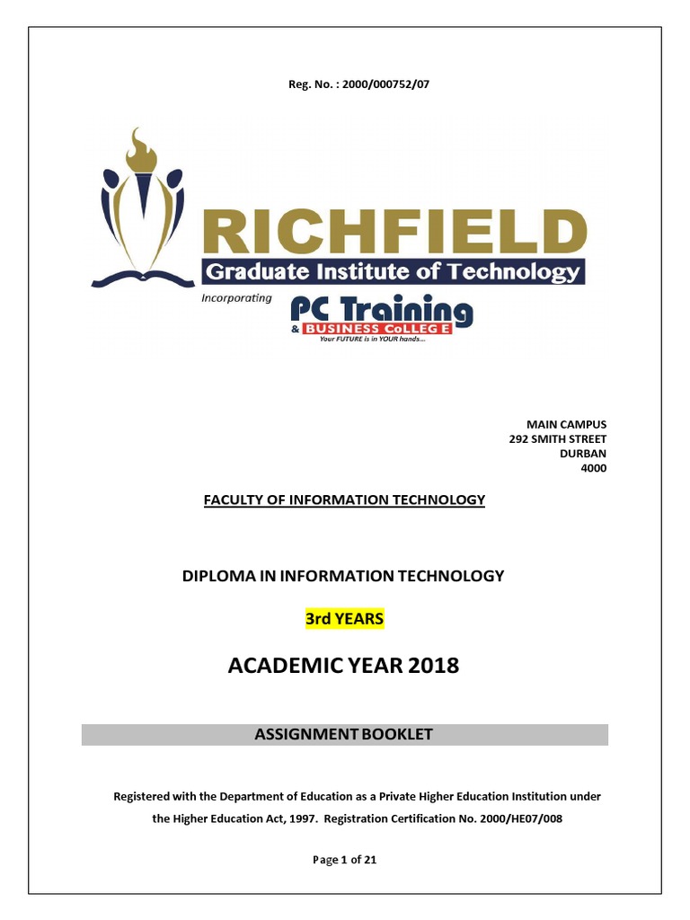 2018 IT Diploma Assignment Guidelines | PDF | Business Analysis ...