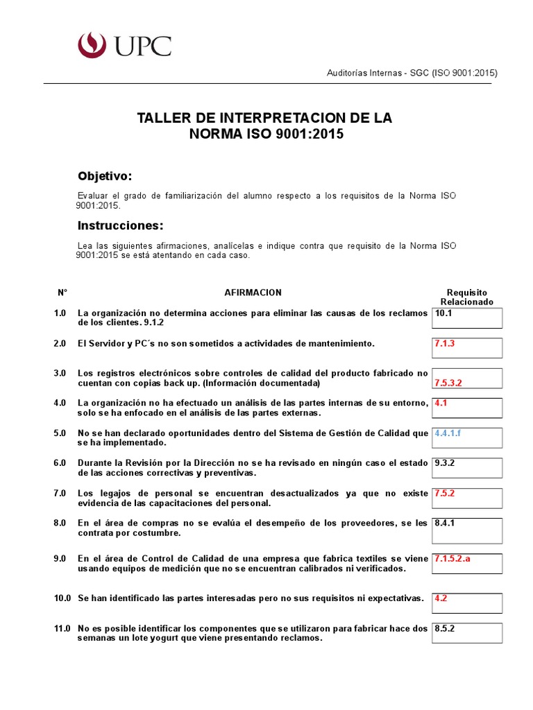 Interpretación de ISO 9001:2015 en Auditorías | PDF | Calidad ...