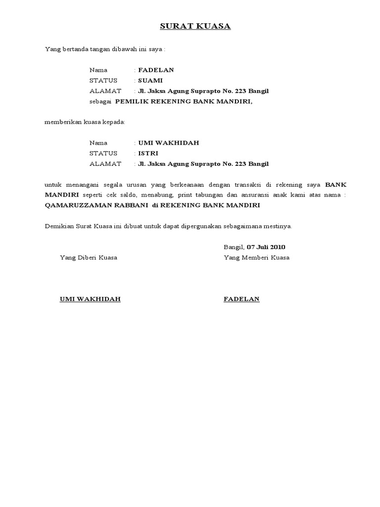 Surat Kuasa Bank Mandiri Contoh lain mungkin keterlibatan 80 di sosial media promosi di belakang posting tepat waktu strategis konten kreatif daur ulang dan balasan yang cepat kepada pengguna.
