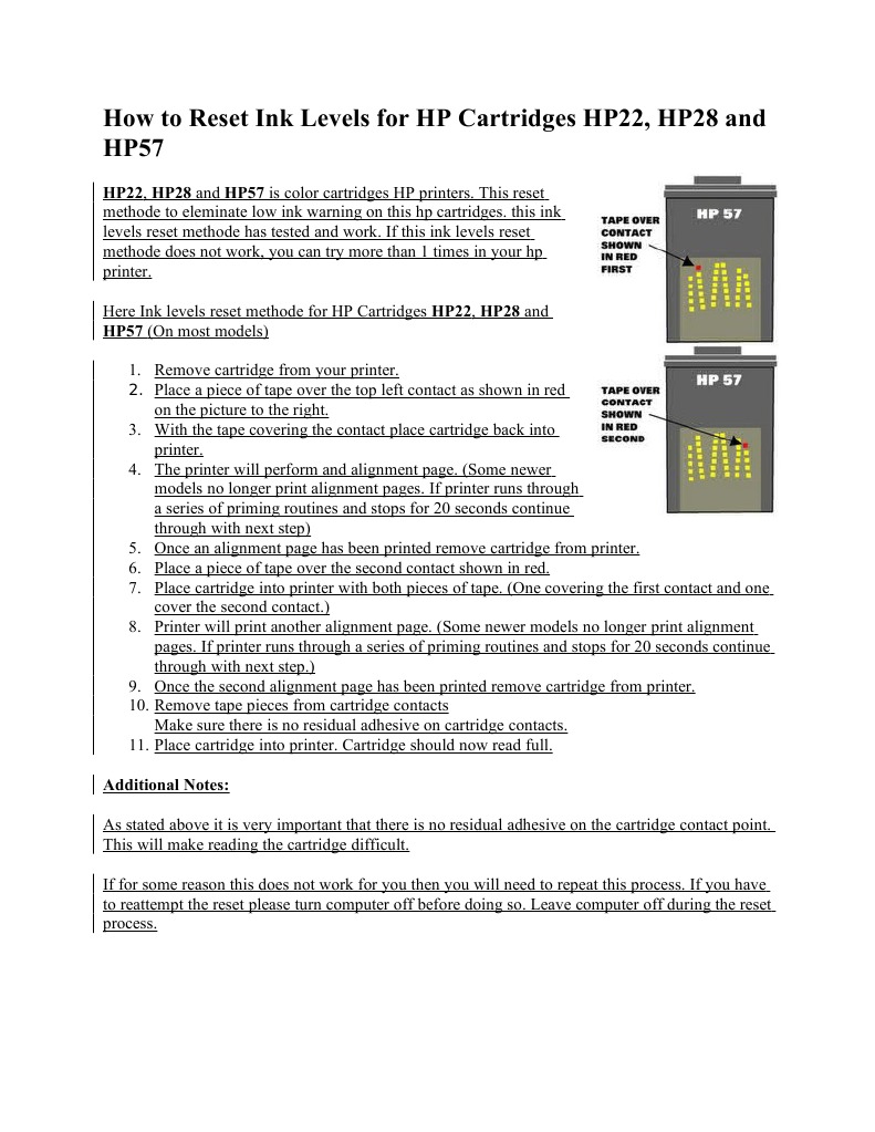 How to Reset Ink Levels for HP Cartridges HP22 Printer Office Equipment
