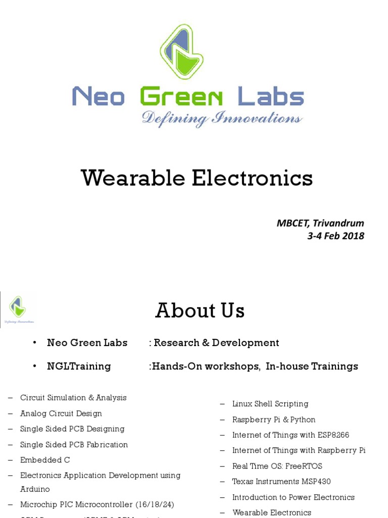 Workshop On Wearable Tech | PDF | Wearable Technology | Microcontroller
