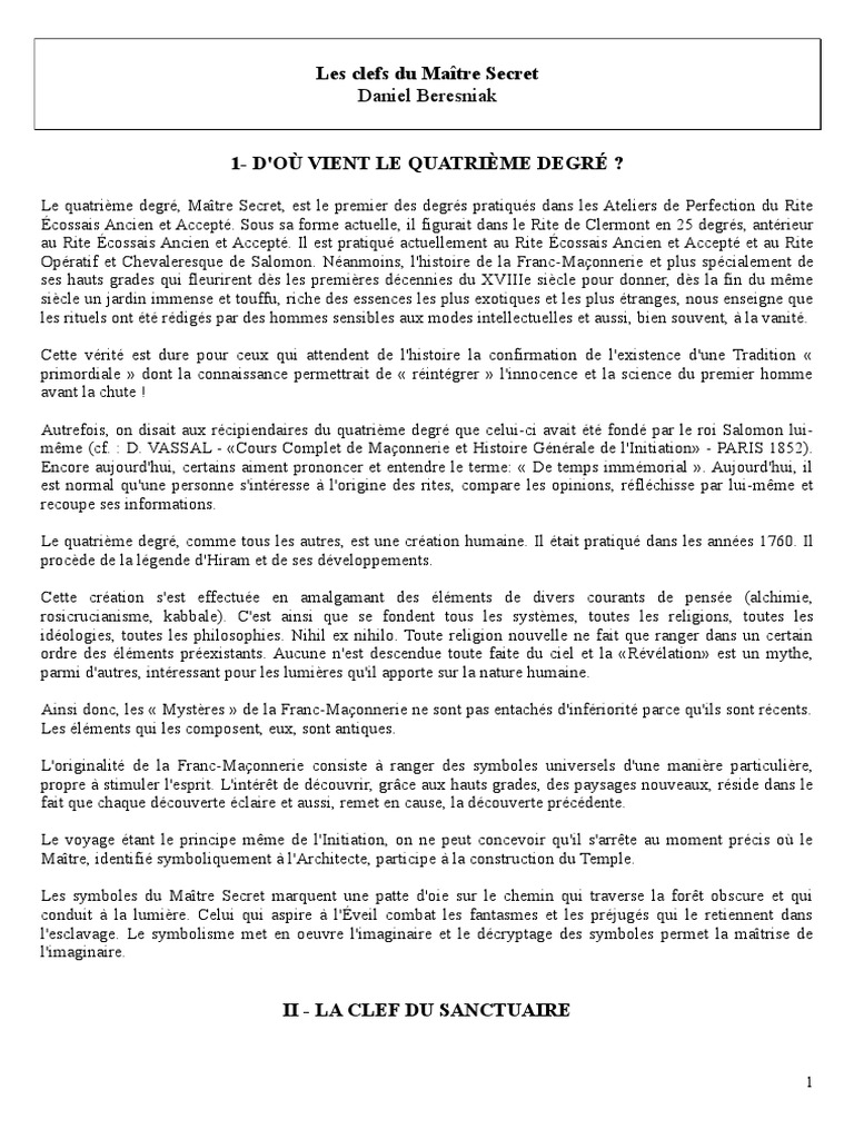 Rituel Saint Jean D Hiver Reaa Pdf Clefs Du Maître Secret (Beresniack) | PDF | Apollon | Osiris