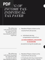 Filing of Income Taxes