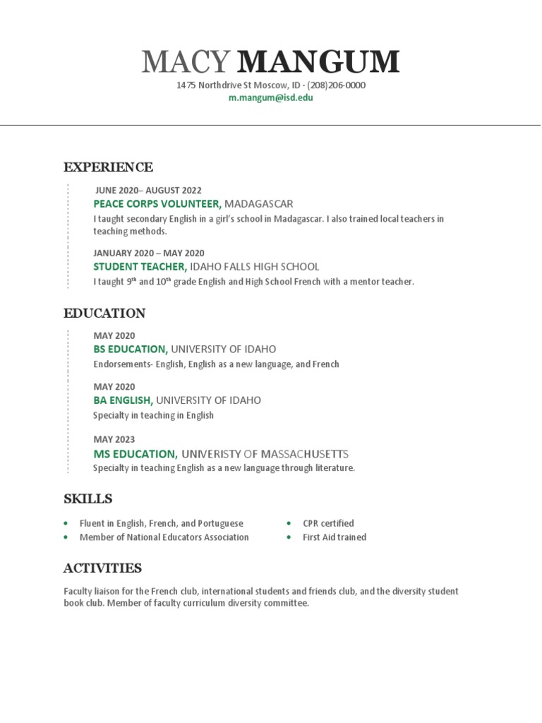 Fake Resume 410 PDF