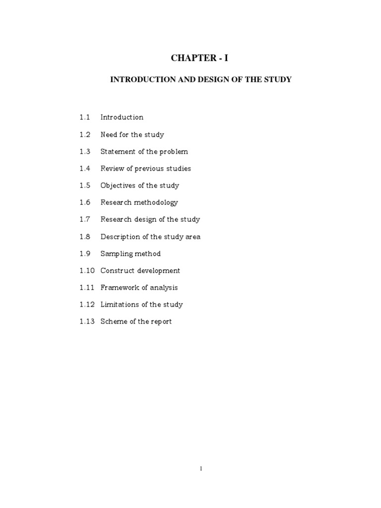 Chapter - I: Introduction and Design of The Study | PDF | Factor ...