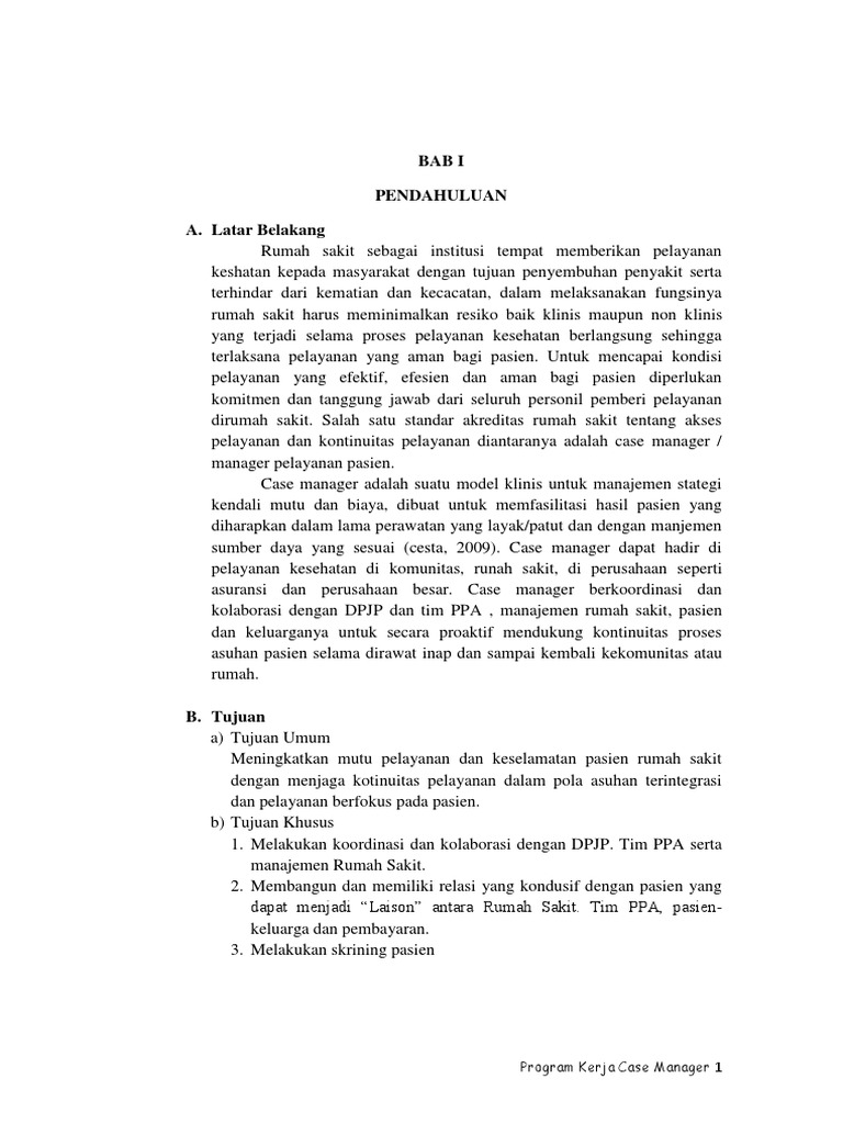 Contoh Laporan Case Manager Rumah Sakit Nusagates