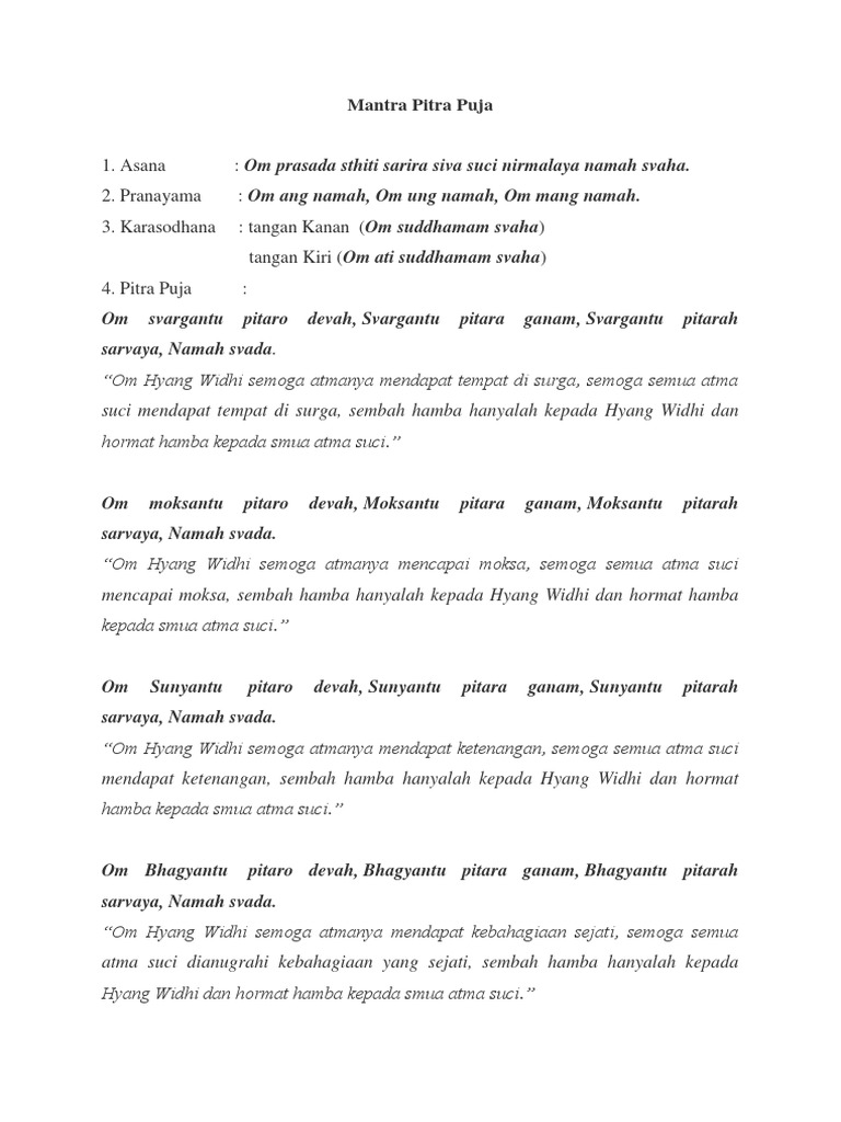 Mantra Pitra Puja