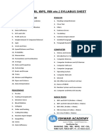 Banking (Sbi, Ibps, Rbi Etc.) Syllabus Sheet: Quantitative Aptitude English