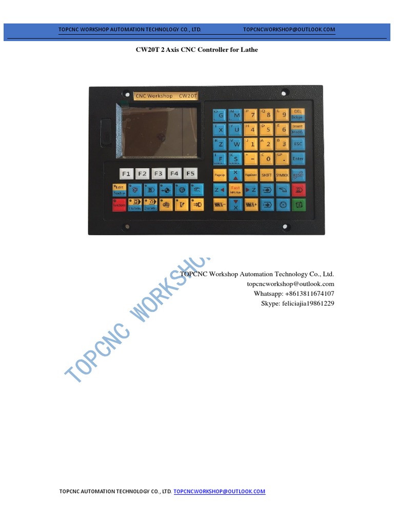 CW20T CNC Controller Manual | PDF | Numerical Control | Parameter ...