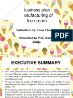 Business Plan Manufacturing of Ice-Cream: Submitted By: Hem Thacker Submitted To Prof. Rahul Ahuja