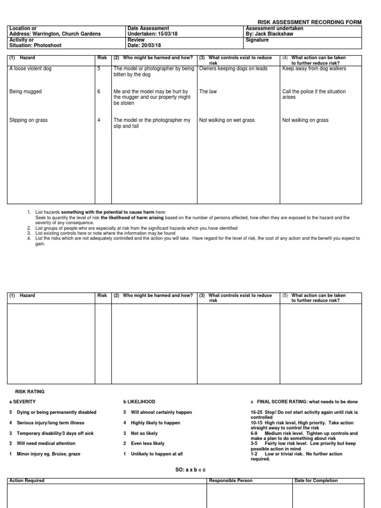Risk Assessment Church Gardens | PDF | Risk Assessment | Risk