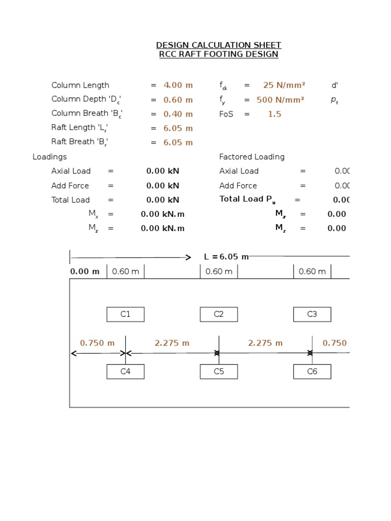 RCC Raft Footing Design Details | PDF