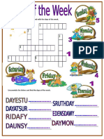 Days of the Week Crossword Puzzle