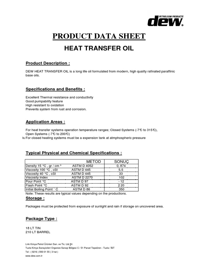 Dew Heat Transfer Oil PDF