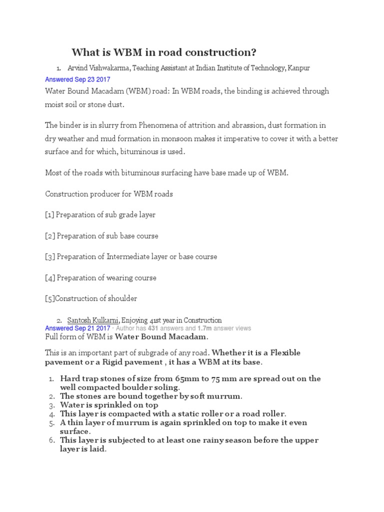 What Is WBM in Road Construction | PDF | Road Surface | Road
