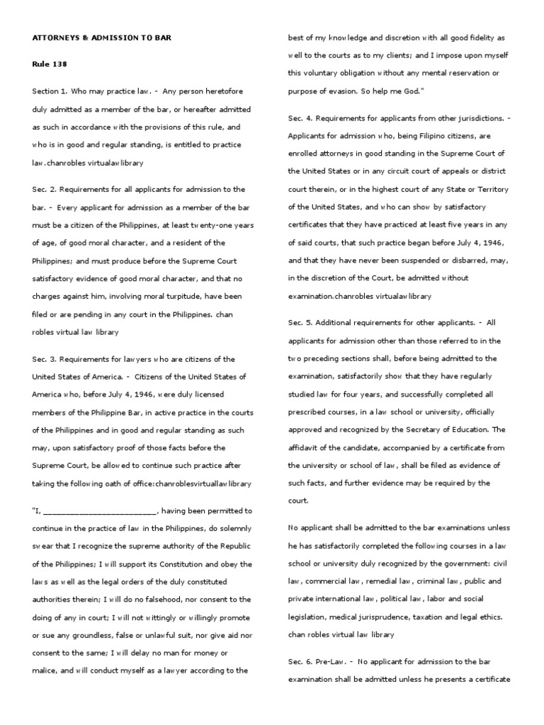Requirements for Philippine Bar Admission PDF Lawyer Bar Association
