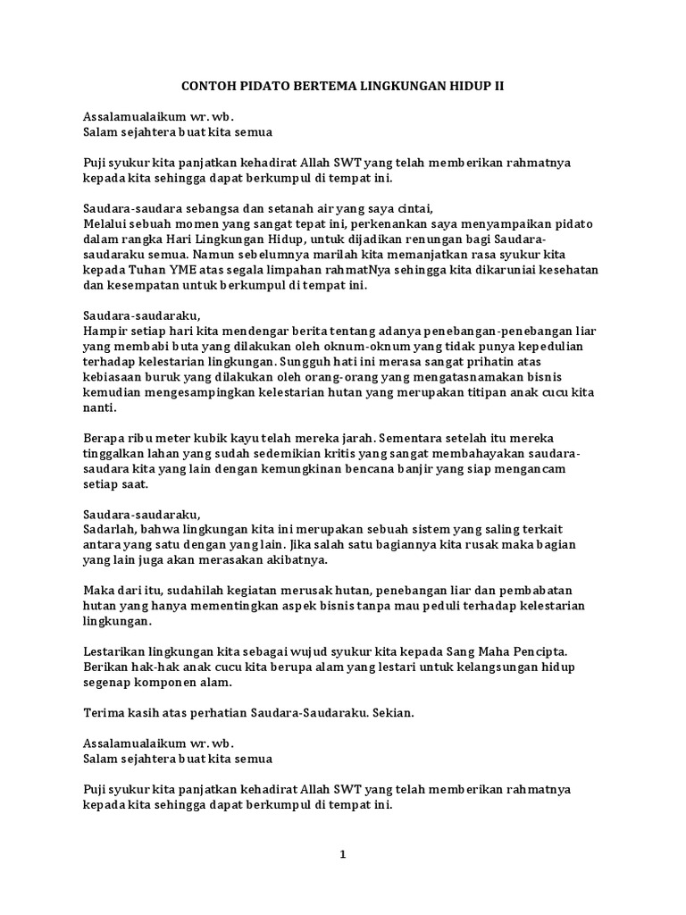 Pidato Ramah Lingkungan 2