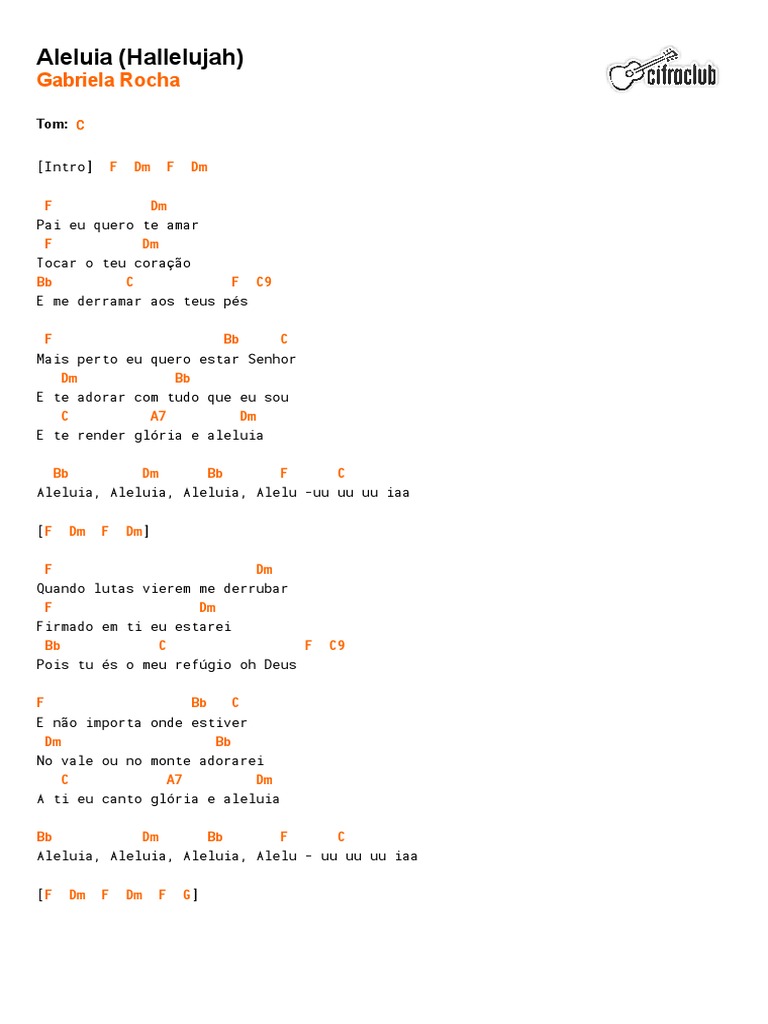 Cifra Club Gabriela Rocha Aleluia (Hallelujah) PDF
