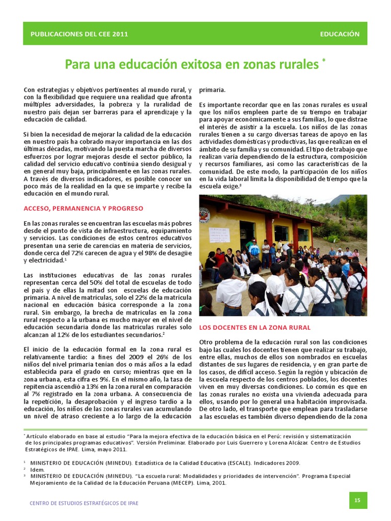 Factores clave para mejorar la educación de calidad en zonas rurales ...