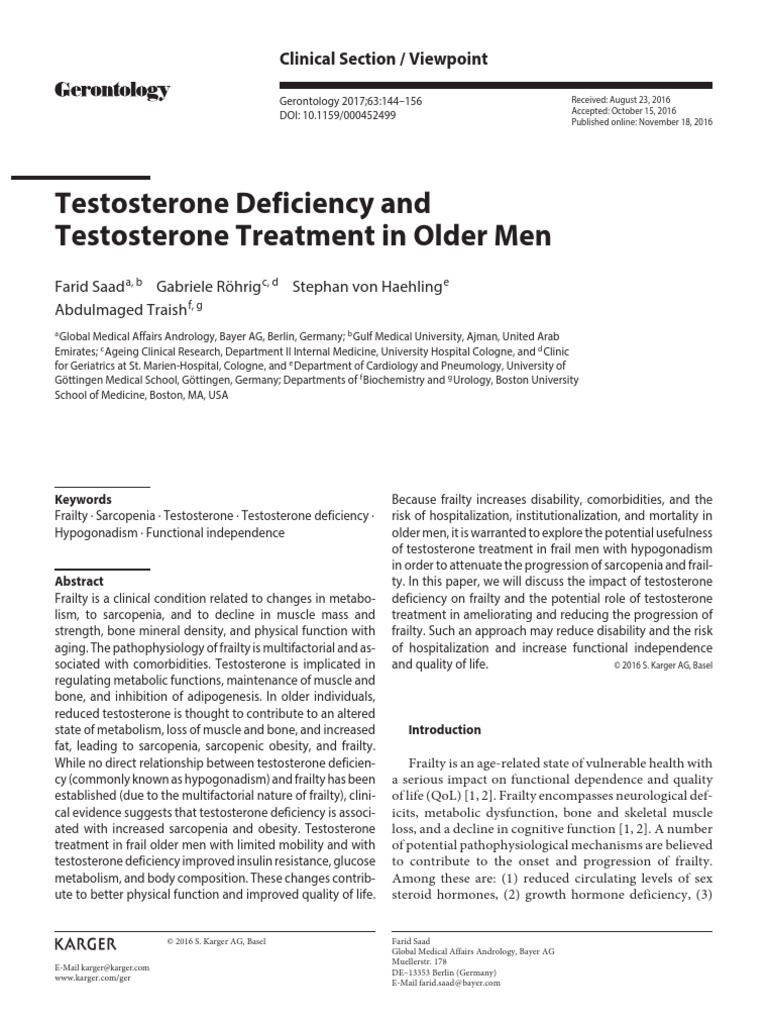 Testosterone Deficiency and Testosterone Treatment in Older Men | PDF ...