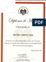 Diploma de La Municipalidad de San Juan de Miraflores