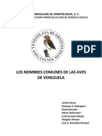 Nombres Comunes Aves de Venezuela 4ta Edicion 2017