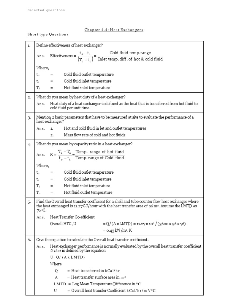 How to Calculate Duty and Surface Area of Heat Ex Changers Heat