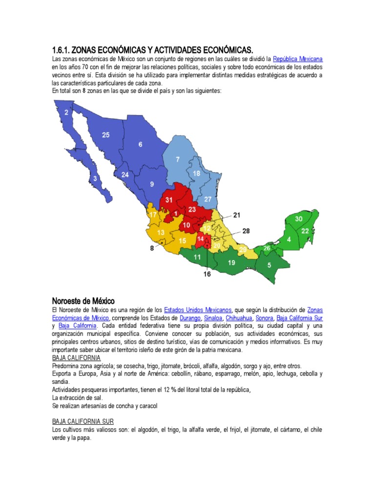 1.6.1. Zonas Económicas de México