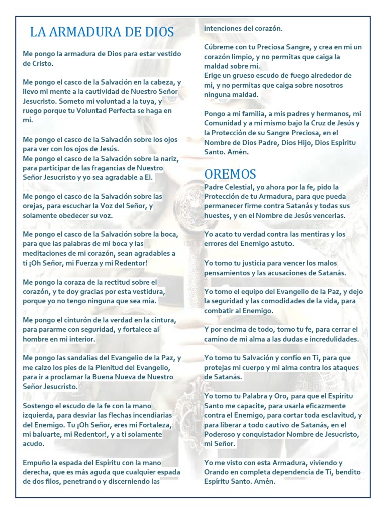 Oración y Reflexión sobre la Armadura de Dios | PDF | Cristo (título ...