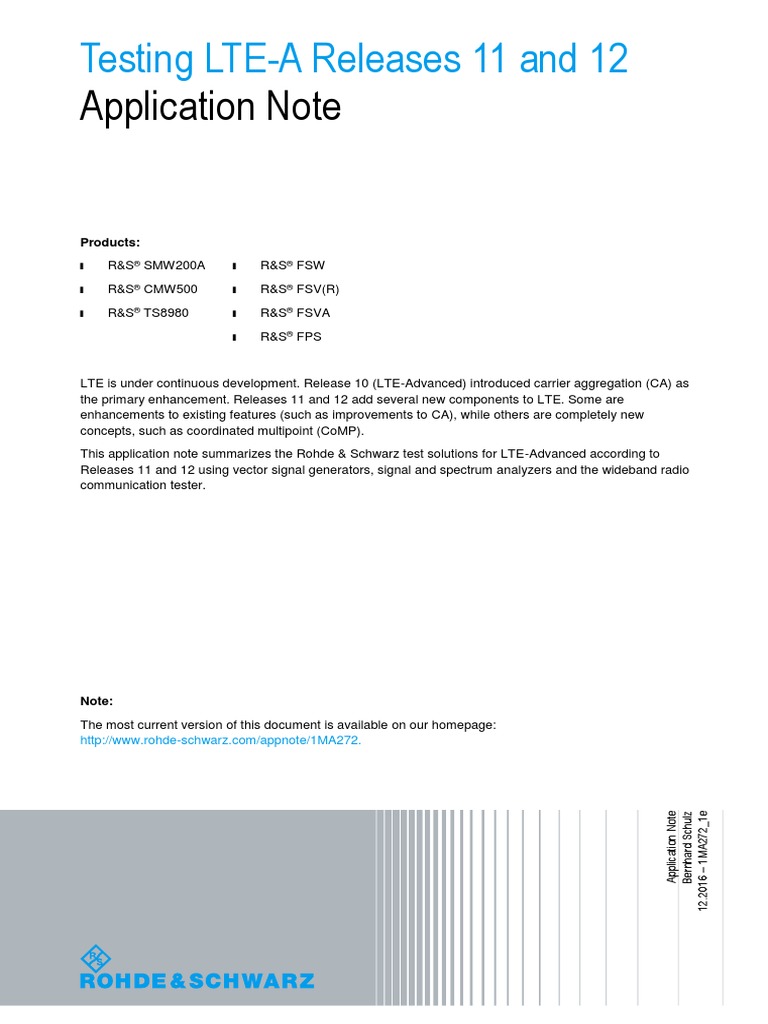 LTE-A Testing for Releases 11 & 12 | PDF | Lte Advanced | Lte ...