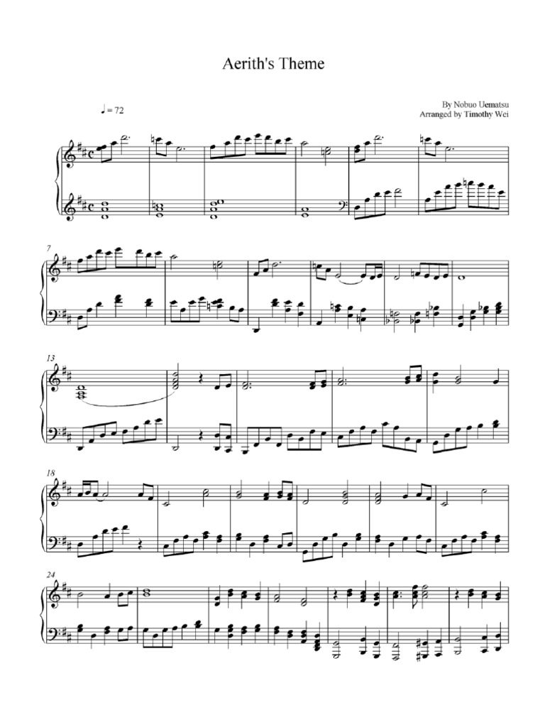 FF7 Aerith's Theme Piano Sheet Music