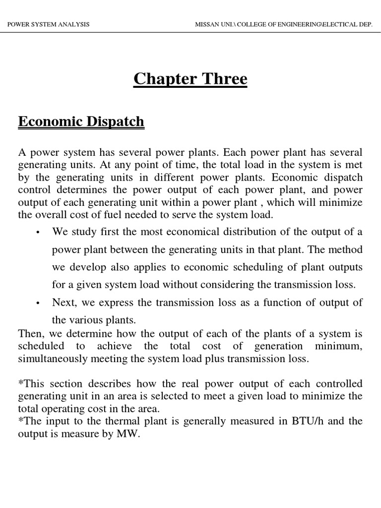 Economic Dispatch in Power Systems | PDF | Power (Physics) | Power Station