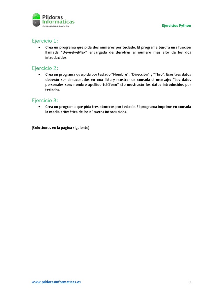 Ejercicios de Python para Principiantes | PDF