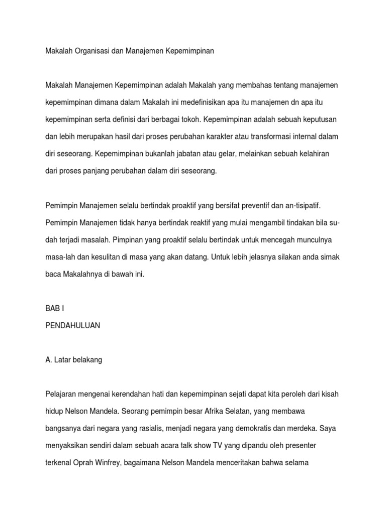 Contoh essay manajemen kepemimpinan organisasi 04 image