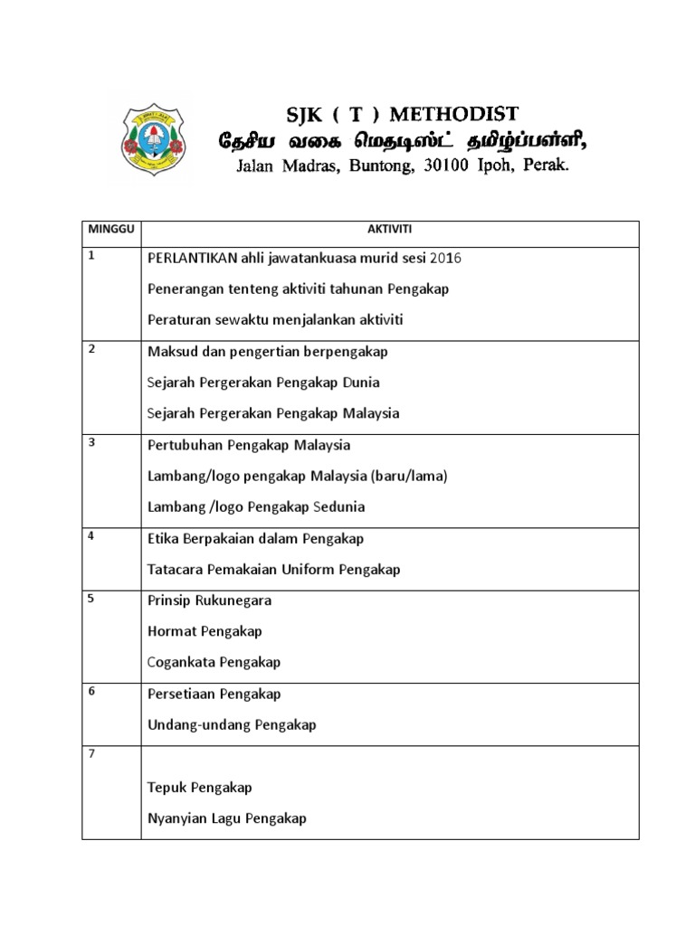 Jadual Aktiviti Pengakap Pdf
